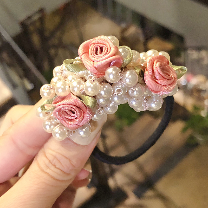 Korean Dongdaemun Same Product Headband Pearl Gold Hair Band High Elasticity Hair-Binding Ins Hair Rope Bracelet Dual-Use Women