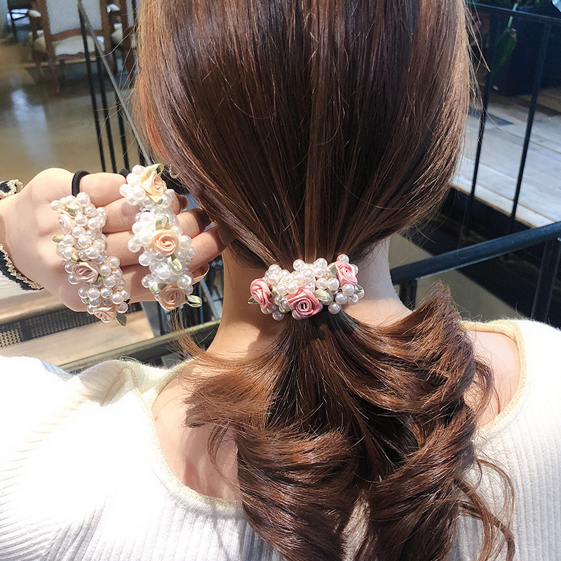 Korean Dongdaemun Same Product Headband Pearl Gold Hair Band High Elasticity Hair-Binding Ins Hair Rope Bracelet Dual-Use Women