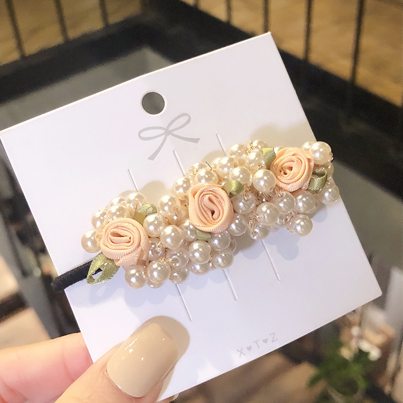 Korean Dongdaemun Same Product Headband Pearl Gold Hair Band High Elasticity Hair-Binding Ins Hair Rope Bracelet Dual-Use Women