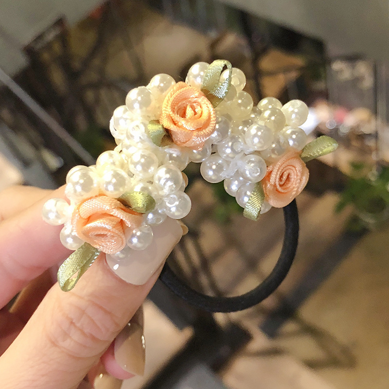 Korean Dongdaemun Same Product Headband Pearl Gold Hair Band High Elasticity Hair-Binding Ins Hair Rope Bracelet Dual-Use Women