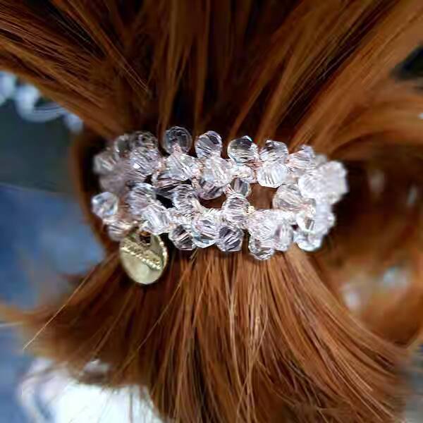 Korea East Gate Headband Simple hair Rope Crystal bracelet Rubber Band Pearl Tag Hair Ring Small Bracelet Headband