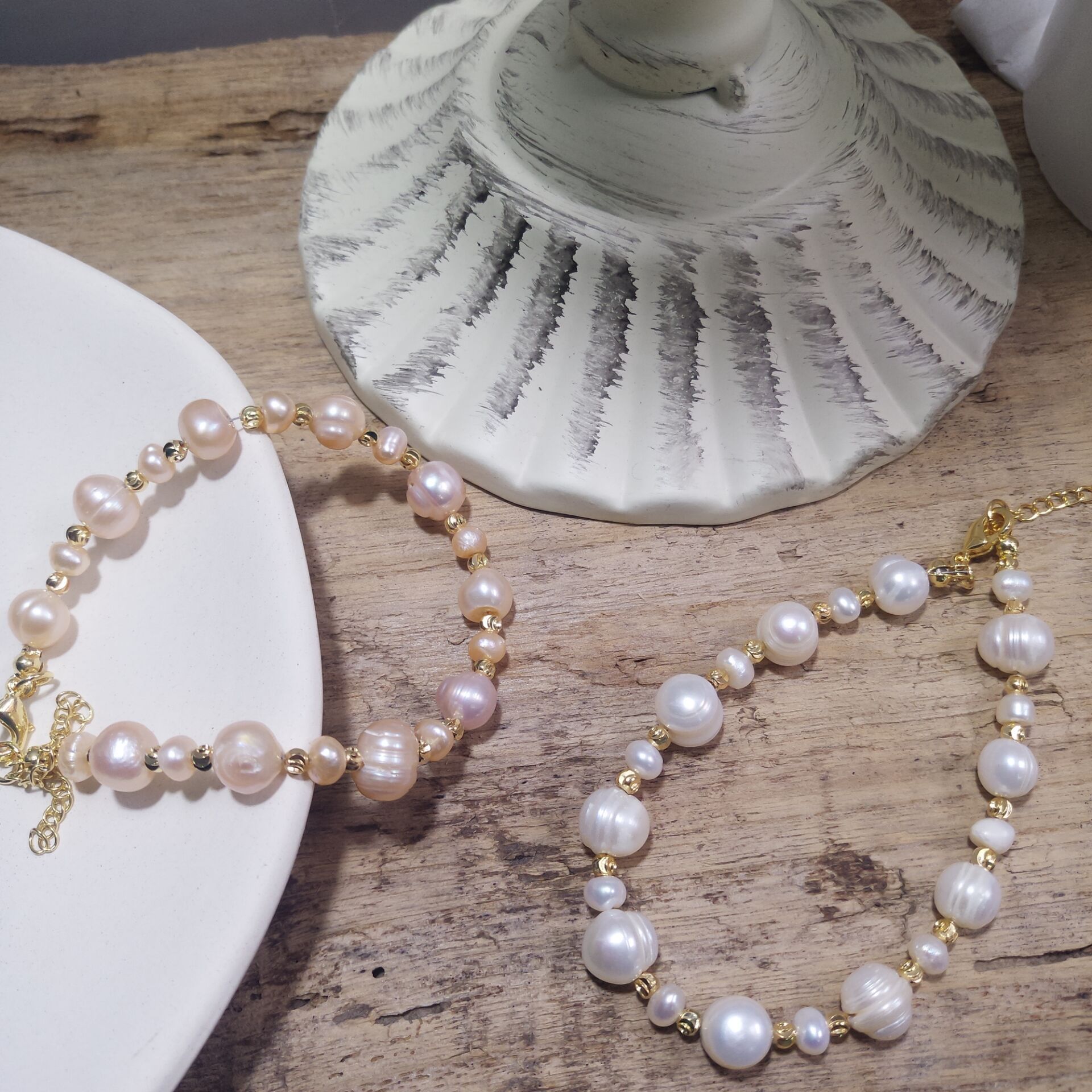 Baroque Style Pearl Bracelet Texture Spring and Summer American 14K Gilded Natural Pearl Pearl Bracelet