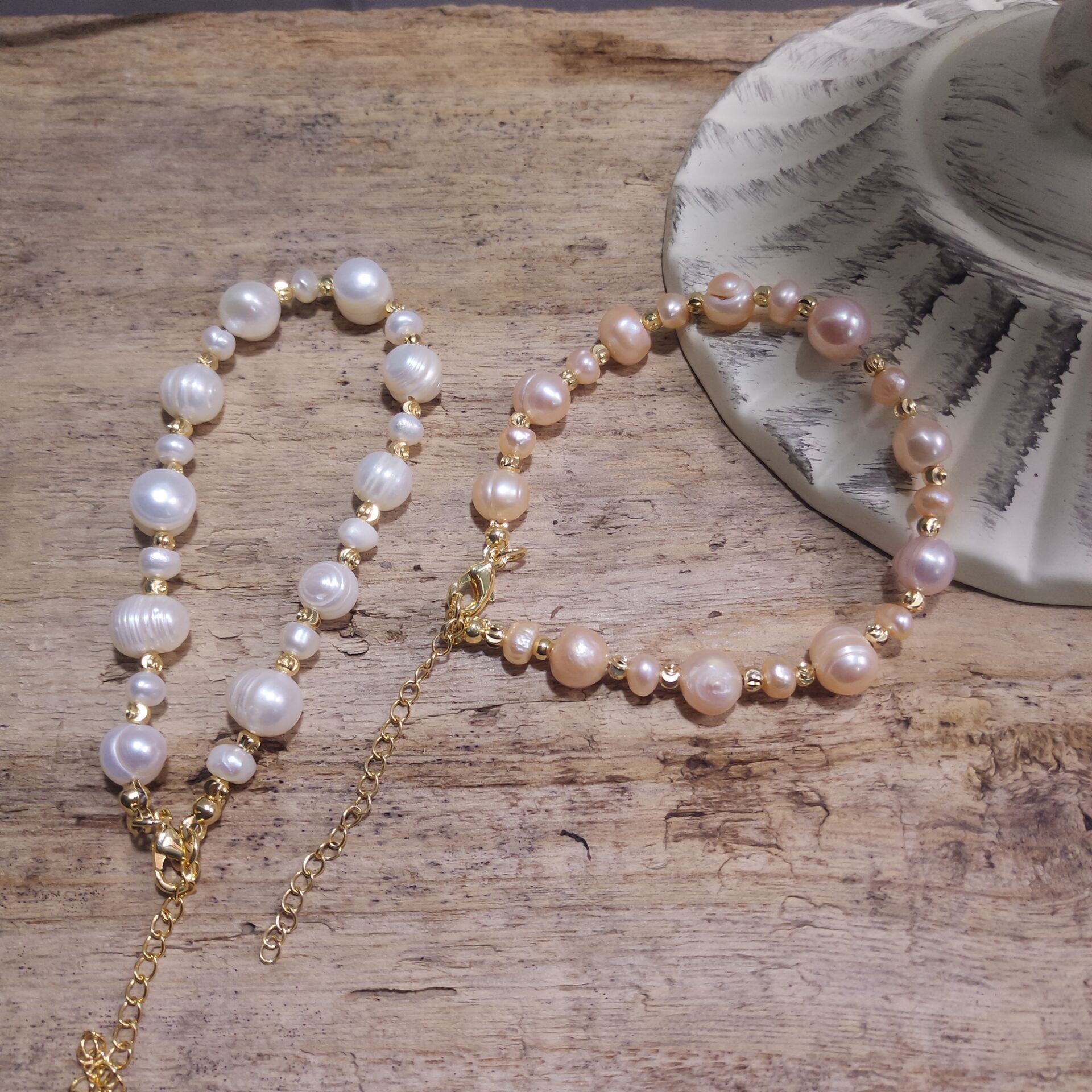 Baroque Style Pearl Bracelet Texture Spring and Summer American 14K Gilded Natural Pearl Pearl Bracelet