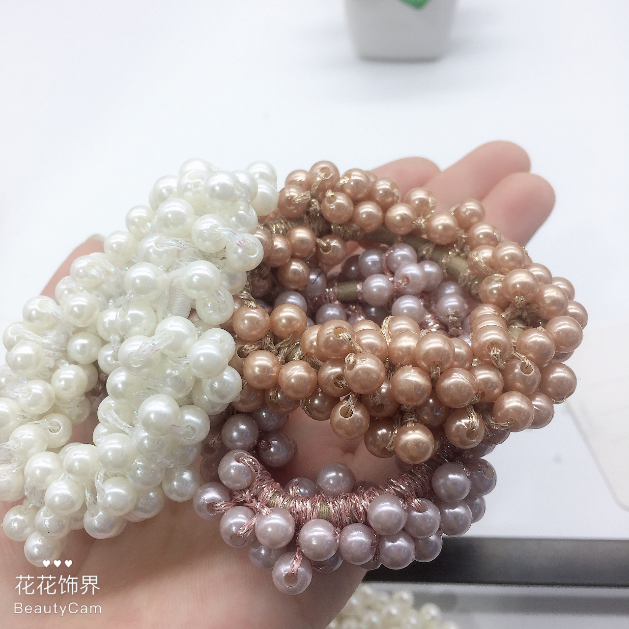 Tie Hair Rubber Band Adult Hair String Pearl Love Hair String Korean version of female simple bracelet hair ring