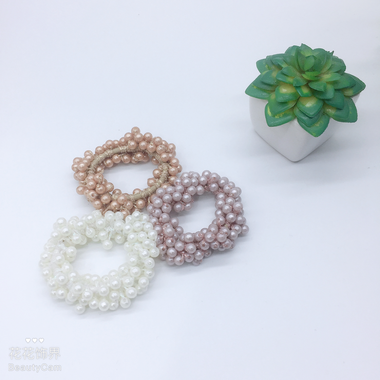 Tie Hair Rubber Band Adult Hair String Pearl Love Hair String Korean version of female simple bracelet hair ring