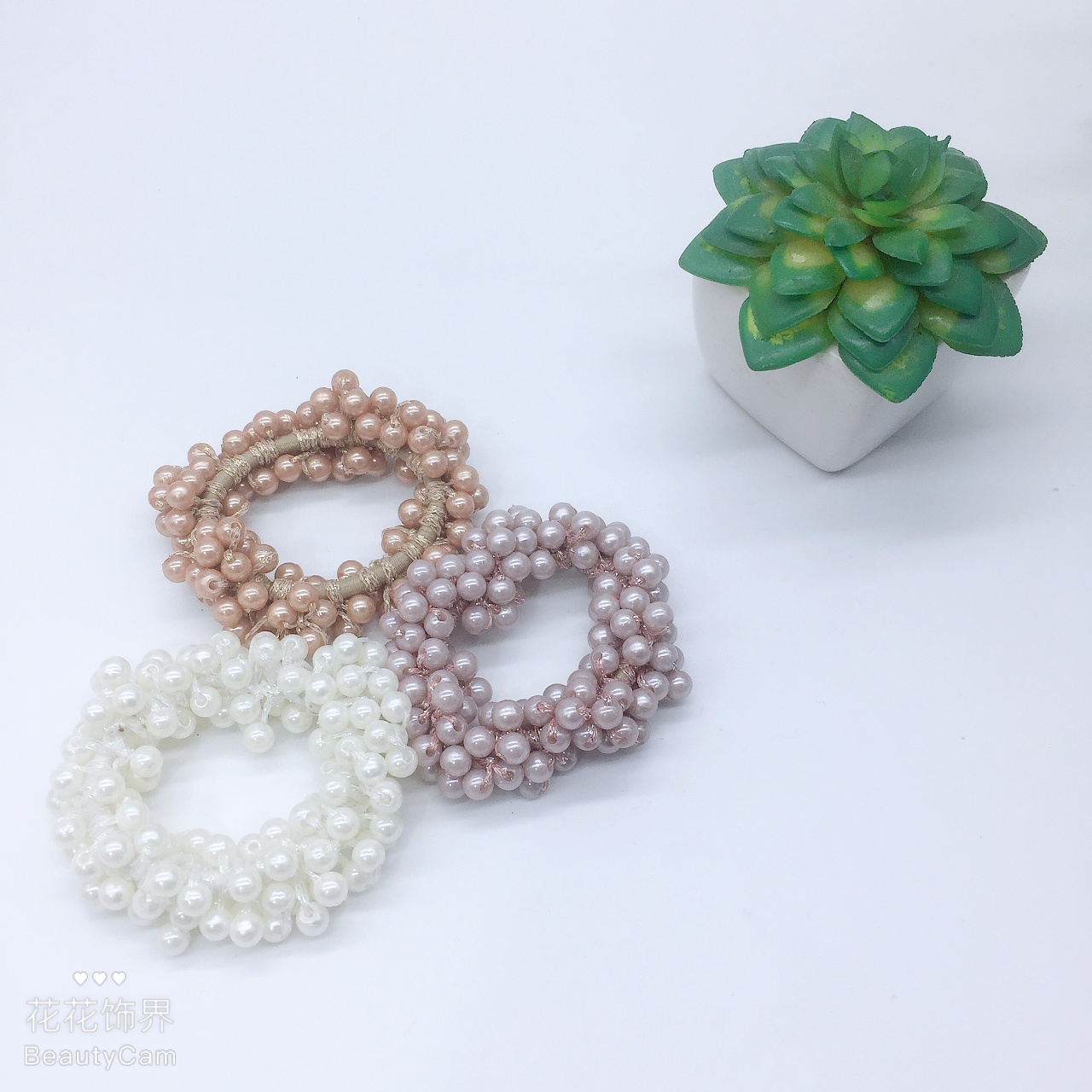 Tie Hair Rubber Band Adult Hair String Pearl Love Hair String Korean version of female simple bracelet hair ring