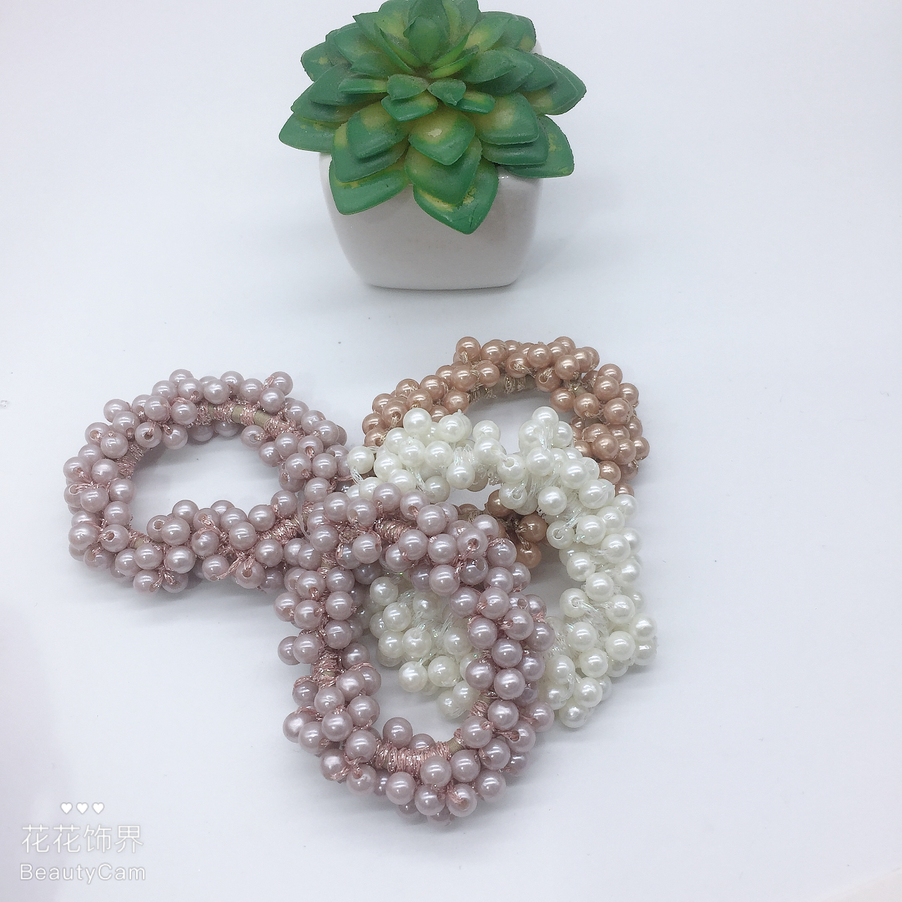 Tie Hair Rubber Band Adult Hair String Pearl Love Hair String Korean version of female simple bracelet hair ring