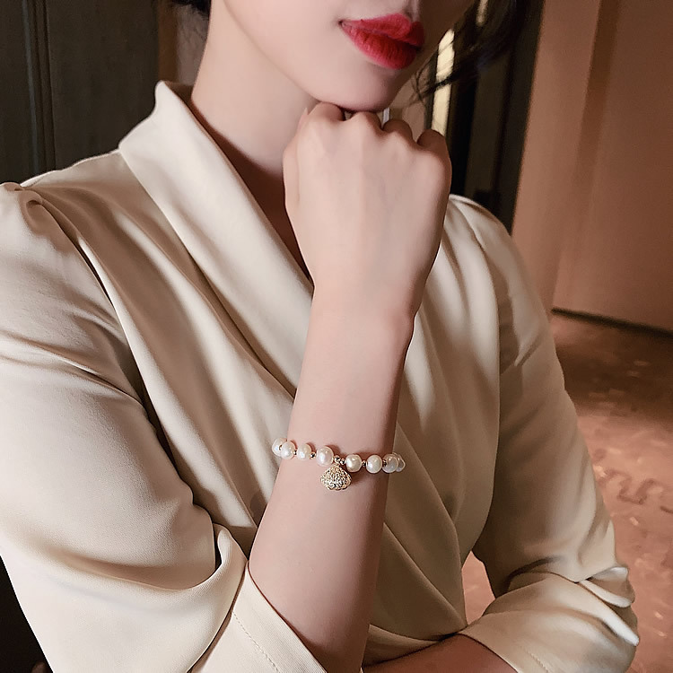 Real Gold Electroplated Opal Bracelet Korean Fashion All-Match Shell Pearl Bracelet Trendy Women's Adjustable Bracelet Real Gold Electroplated Opal Bracelet Korean Fashion All-Match Shell Pearl Bracelet Trendy Women's Adjustable Bracelet