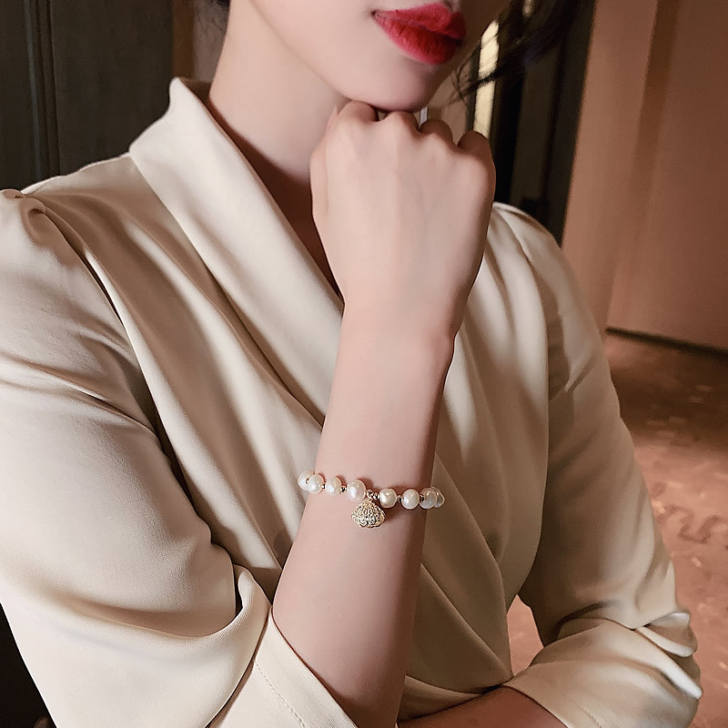 Real Gold Electroplated Opal Bracelet Korean Fashion All-Match Shell Pearl Bracelet Trendy Women&#039;s Adjustable Bracelet