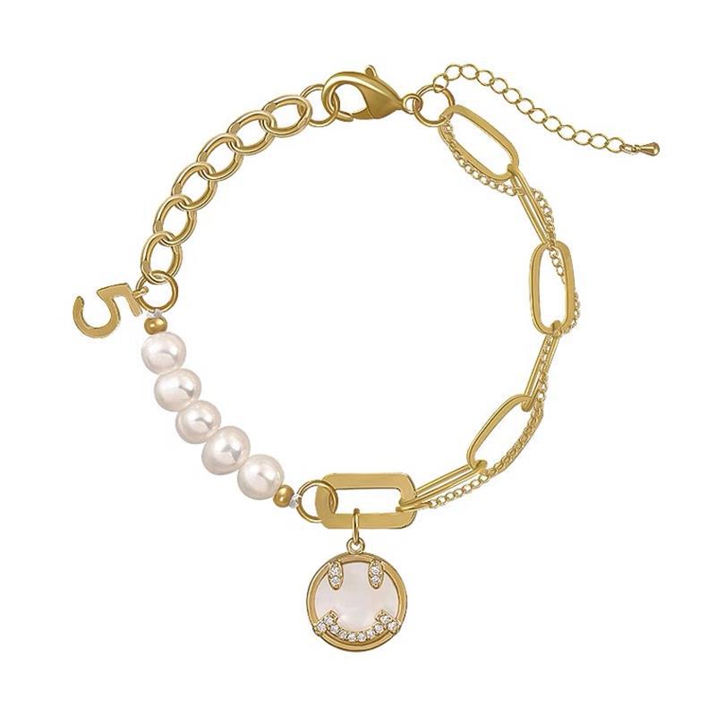 Smiley Baroque Natural Pearl Bracelet Special-Interest Design High Sense New Girlfriends Girls Bracelet Ornament Wholesale