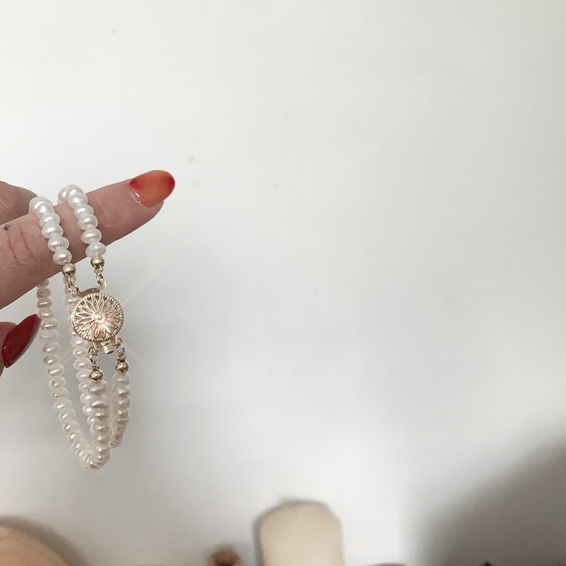 Natural Fresh Water Small Pearl Thin Bracelet Double Layer Design Minority Simple Small Rice-Shaped Beads Compact Temperamental Vintage Bracelet