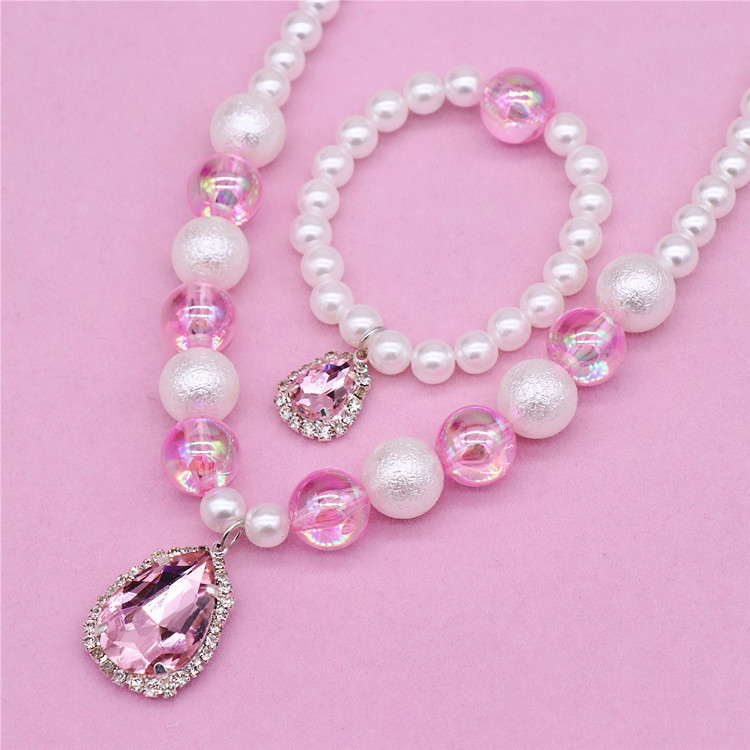 Children's Bracelet Set Girls' Imitation Pearl Gem Girls' Baby Necklace Bracelet