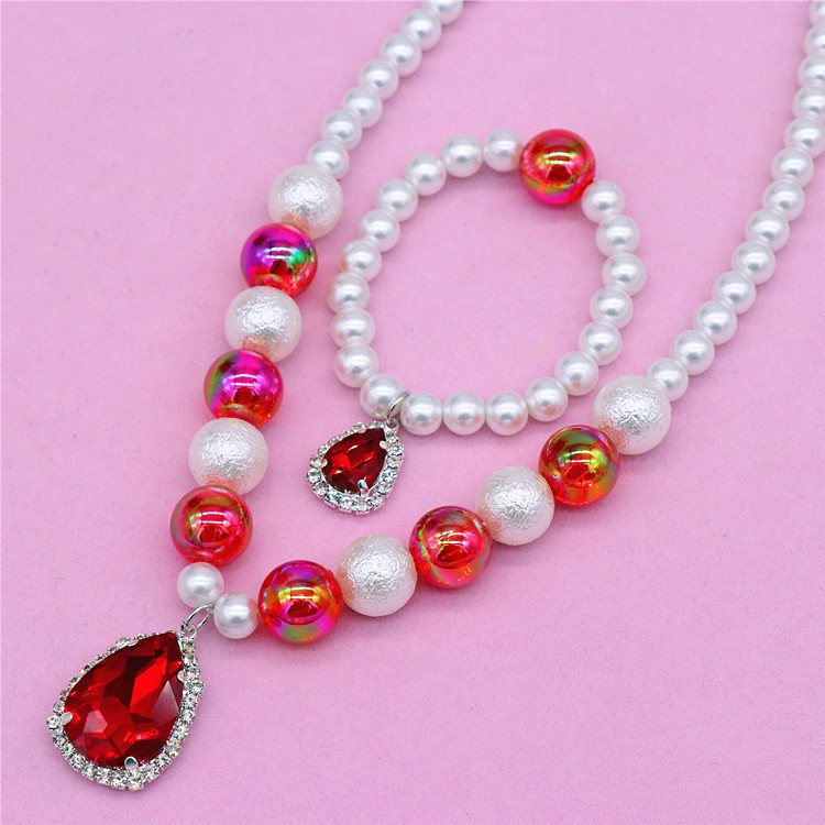 Children's Bracelet Set Girls' Imitation Pearl Gem Girls' Baby Necklace Bracelet