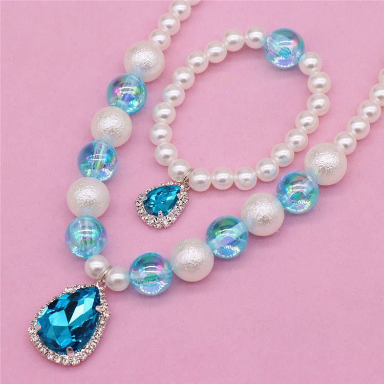 Children's Bracelet Set Girls' Imitation Pearl Gem Girls' Baby Necklace Bracelet