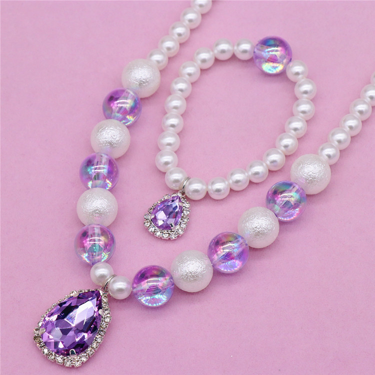 Children's Bracelet Set Girls' Imitation Pearl Gem Girls' Baby Necklace Bracelet