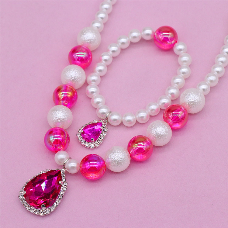 Children's Bracelet Set Girls' Imitation Pearl Gem Girls' Baby Necklace Bracelet