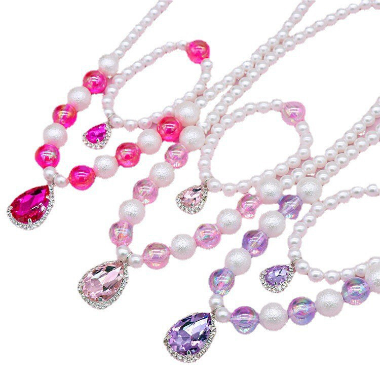 Children's Bracelet Set Girls' Imitation Pearl Gem Girls' Baby Necklace Bracelet