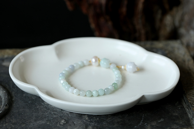 Original Natural Freshwater Pearl Noodles Jade Lotus Bracelet 14K Gilded Women's Valentine's Day Gift Jade Bracelet Original Natural Freshwater Pearl Noodles Jade Lotus Bracelet 14K Gilded Women's Valentine's Day Gift Jade Bracelet