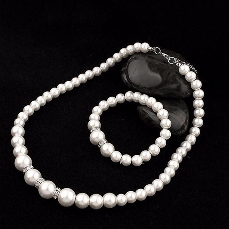 Pearl Necklace Earring Bracelet Set Three-Piece Set Europe And America Cross Border Personality Pearl Clavicle Necklace Ornament Set