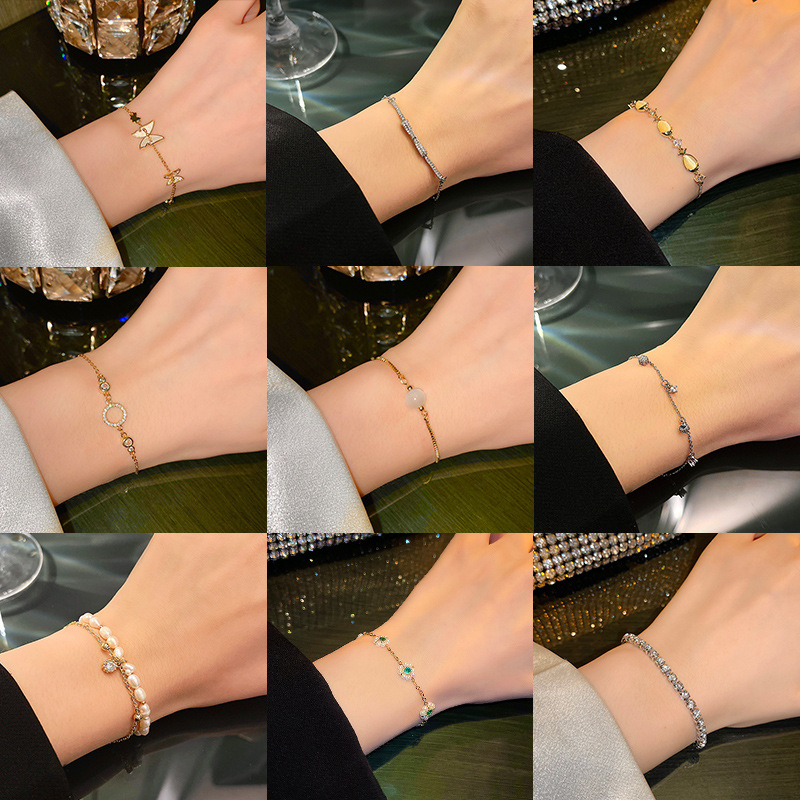 HighGrade Pearl Bracelet Female Ins Niche Design Net Red Fashion Temperament Titanium Steel Bracelet Bracelet