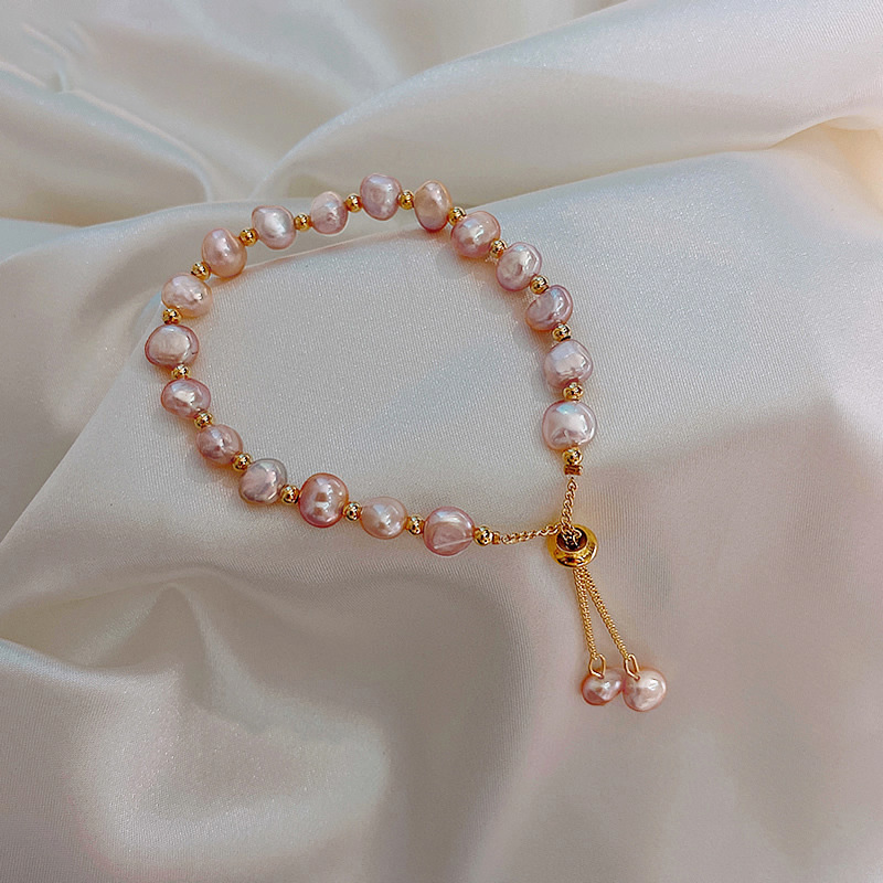 Baroque Freshwater Pearl Crystal Bracelet Bracelet Ins Niche Design Korean Internet Celebrity Handmade Beaded Bracelet