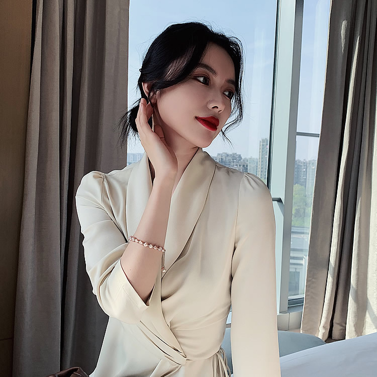 Baroque Freshwater Pearl Crystal Bracelet Bracelet Ins Niche Design Korean Internet Celebrity Handmade Beaded Bracelet