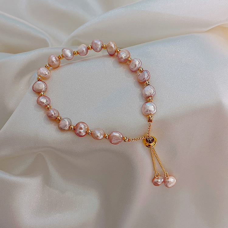 Baroque Freshwater Pearl Crystal Bracelet Bracelet Ins Niche Design Korean Internet Celebrity Handmade Beaded Bracelet