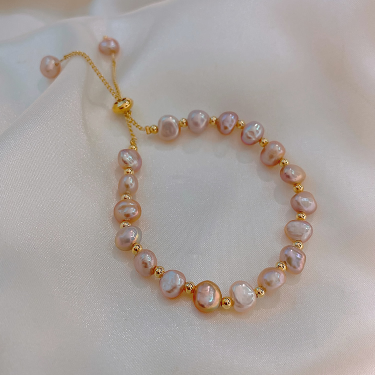 Baroque Freshwater Pearl Crystal Bracelet Bracelet Ins Niche Design Korean Internet Celebrity Handmade Beaded Bracelet