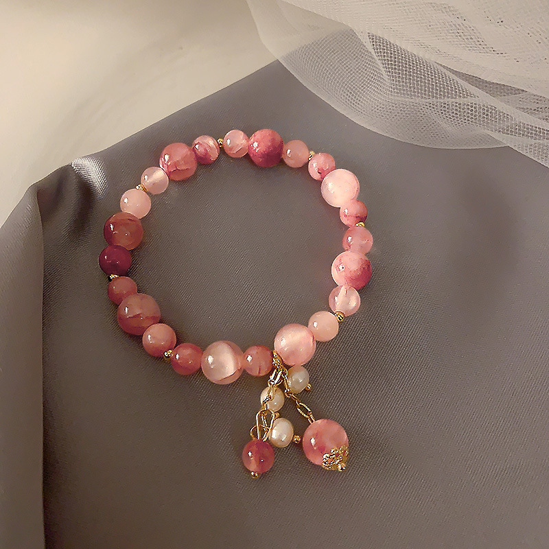 Baroque Freshwater Pearl Crystal Bracelet Bracelet Ins Niche Design Korean Internet Celebrity Handmade Beaded Bracelet