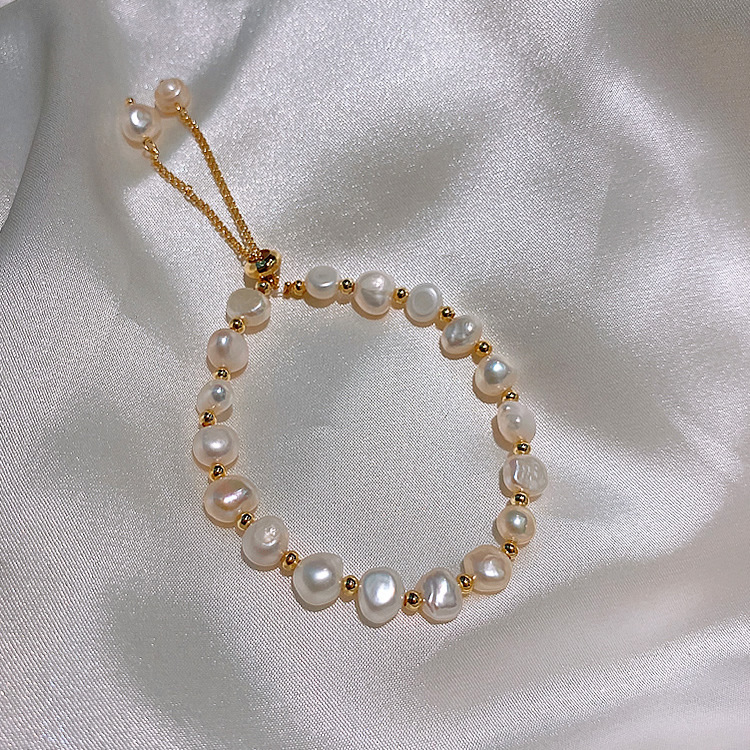 Baroque Freshwater Pearl Crystal Bracelet Bracelet Ins Niche Design Korean Internet Celebrity Handmade Beaded Bracelet