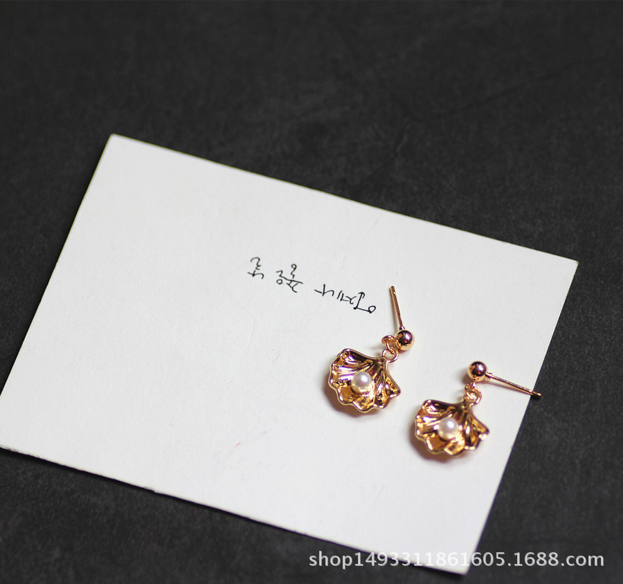 DIY Earrings Accessories Korean Alloy Simple Rhinestone Pearl Heart Shell Earring Material Bracelet Pendant