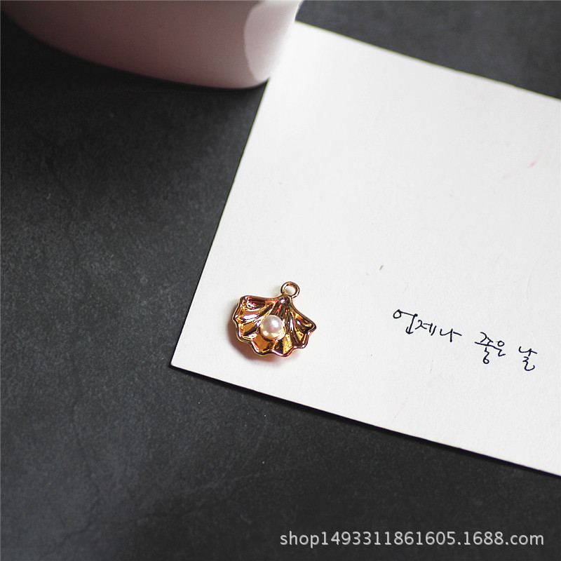 DIY Earrings Accessories Korean Alloy Simple Rhinestone Pearl Heart Shell Earring Material Bracelet Pendant