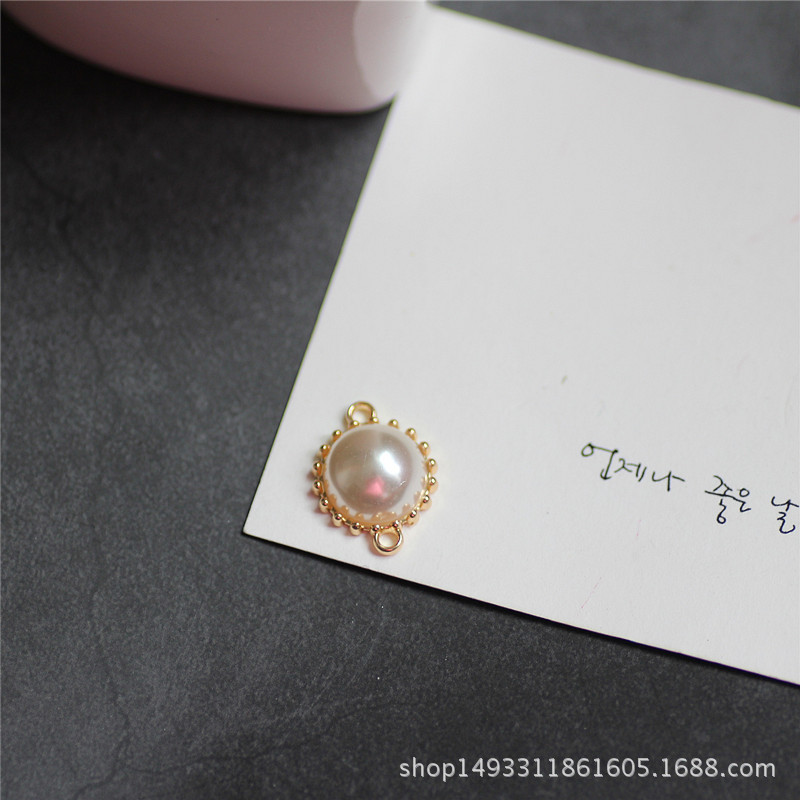 DIY Earrings Accessories Korean Alloy Simple Rhinestone Pearl Heart Shell Earring Material Bracelet Pendant