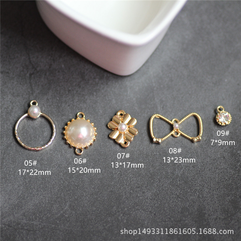 DIY Earrings Accessories Korean Alloy Simple Rhinestone Pearl Heart Shell Earring Material Bracelet Pendant