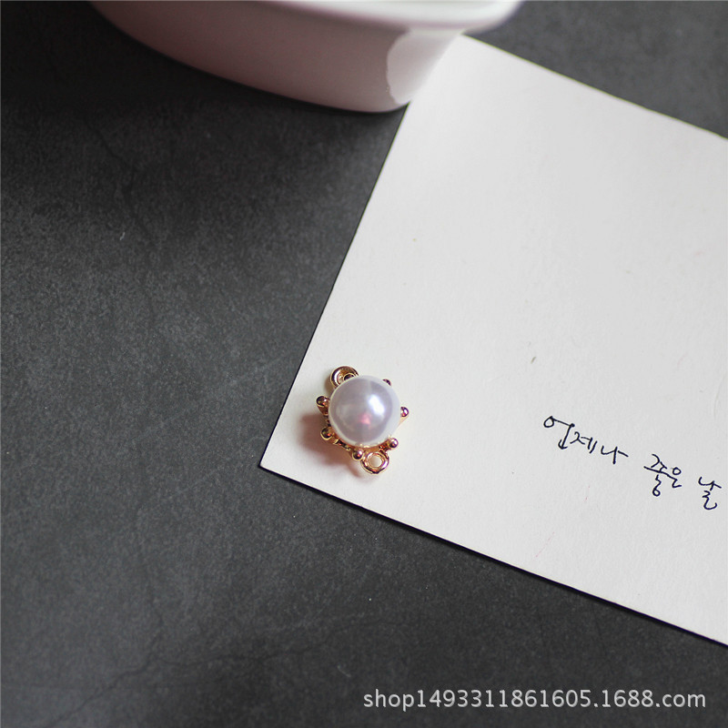 DIY Earrings Accessories Korean Alloy Simple Rhinestone Pearl Heart Shell Earring Material Bracelet Pendant
