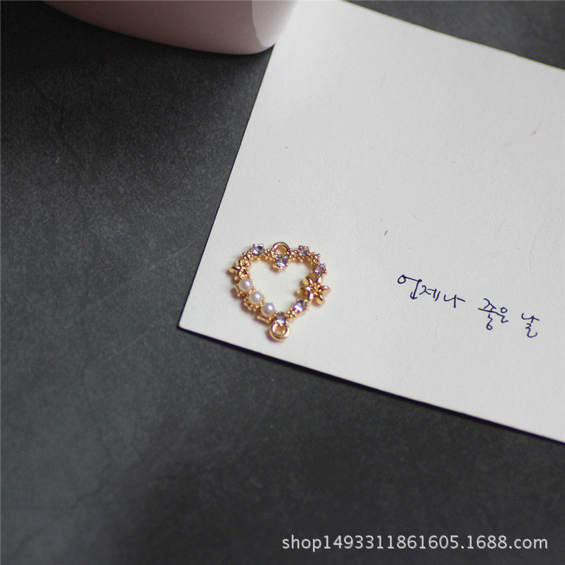 DIY Earrings Accessories Korean Alloy Simple Rhinestone Pearl Heart Shell Earring Material Bracelet Pendant