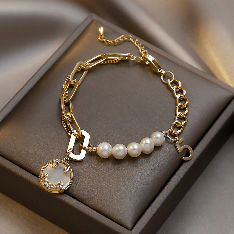 Personalized High-Grade Baroque Pearl Smiley Face Bracelet Korean Graceful Online Influencer Girlfriends Student Bracelet Bracelet Female Fashion