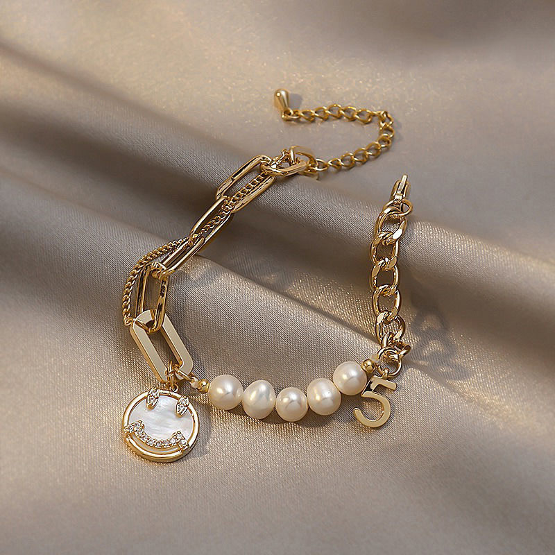 Personalized High-Grade Baroque Pearl Smiley Face Bracelet Korean Graceful Online Influencer Girlfriends Student Bracelet Bracelet Female Fashion