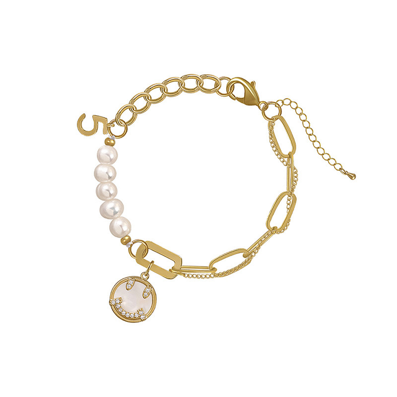 Personalized High-Grade Baroque Pearl Smiley Face Bracelet Korean Graceful Online Influencer Girlfriends Student Bracelet Bracelet Female Fashion