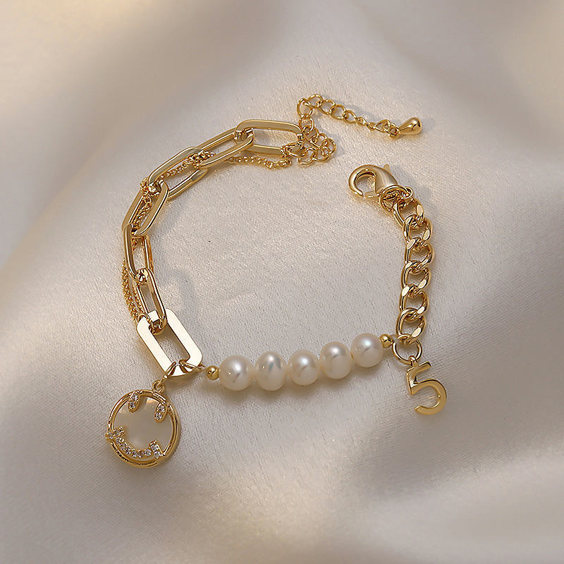 Personalized High-Grade Baroque Pearl Smiley Face Bracelet Korean Graceful Online Influencer Girlfriends Student Bracelet Bracelet Female Fashion