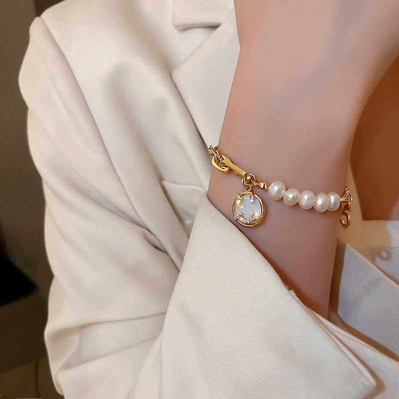 Personalized High-Grade Baroque Pearl Smiley Face Bracelet Korean Graceful Online Influencer Girlfriends Student Bracelet Bracelet Female Fashion