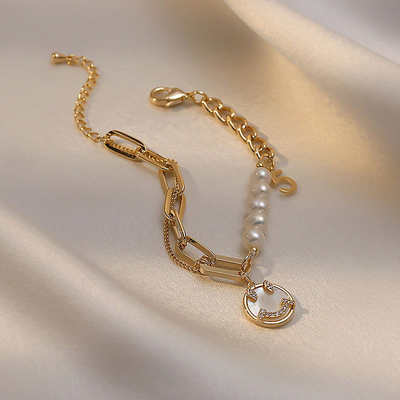 Personalized High-Grade Baroque Pearl Smiley Face Bracelet Korean Graceful Online Influencer Girlfriends Student Bracelet Bracelet Female Fashion