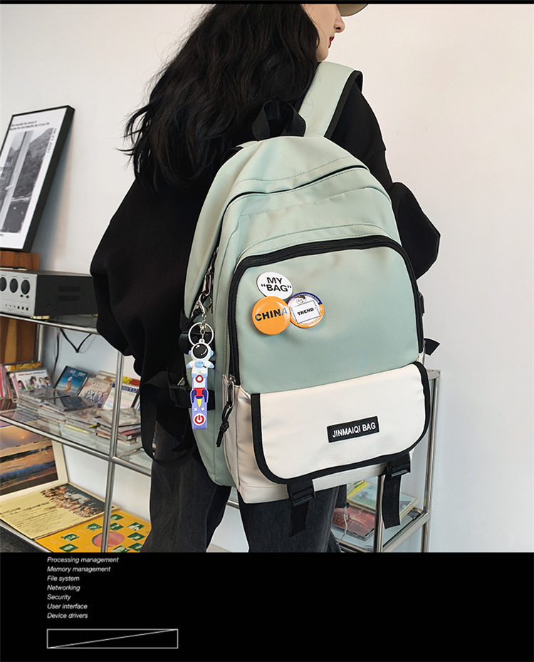 Computer Backpack Men's Large Capacity New Oxford Cloth Leisure Harajuku Style High School Student Bag Wholesale Backpack Men