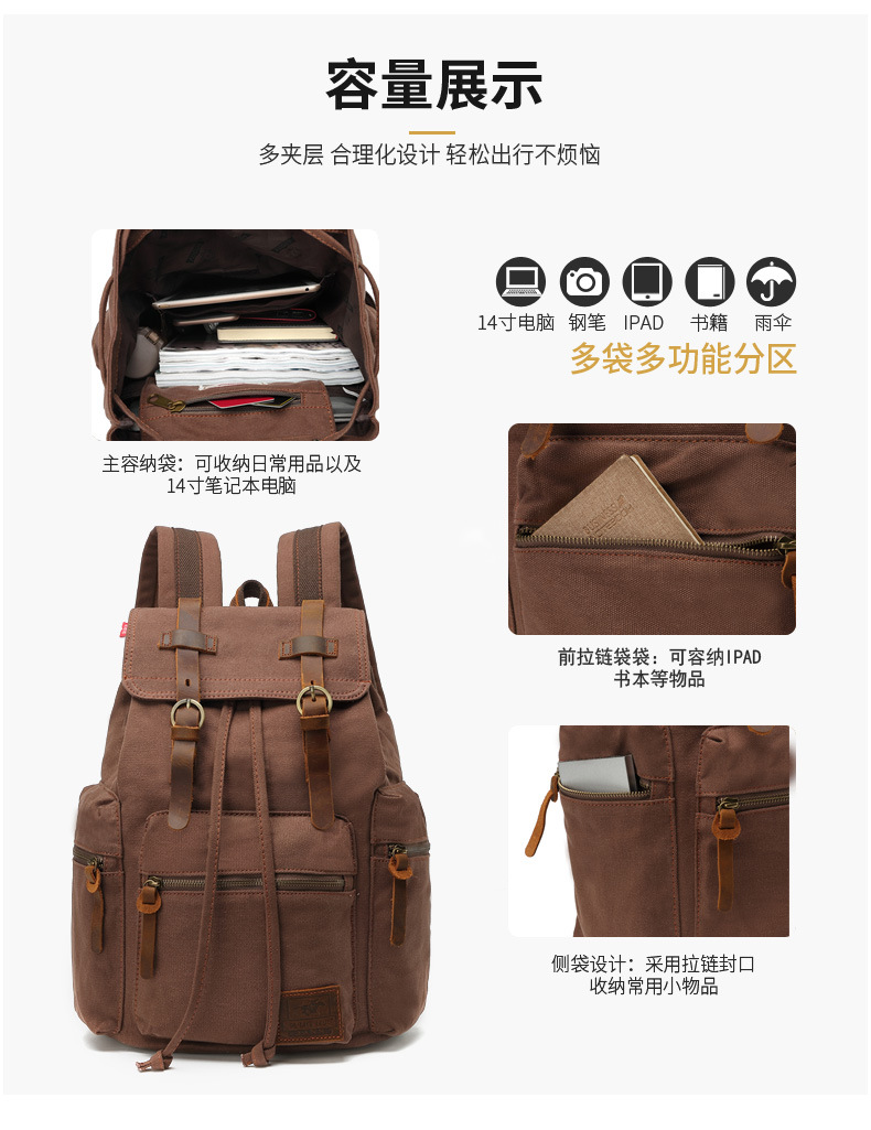 AugurSoaring Canvas Bag Retro Men's Bag Backpack Computer Bag Student Bag CrossBorder AugurSoaring Canvas Bag Retro Men's Bag Backpack Computer Bag Student Bag CrossBorder