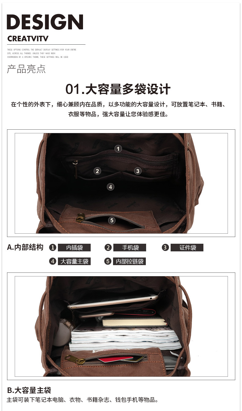 AugurSoaring Canvas Bag Retro Men's Bag Backpack Computer Bag Student Bag CrossBorder AugurSoaring Canvas Bag Retro Men's Bag Backpack Computer Bag Student Bag CrossBorder