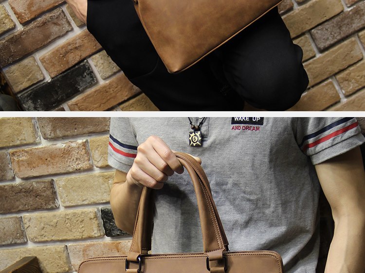 Korean Style Fashion Men's Bag Horse Leather Men's Handbag Shoulder Bag Men's Briefcase Multifunctional Computer Bag Casual