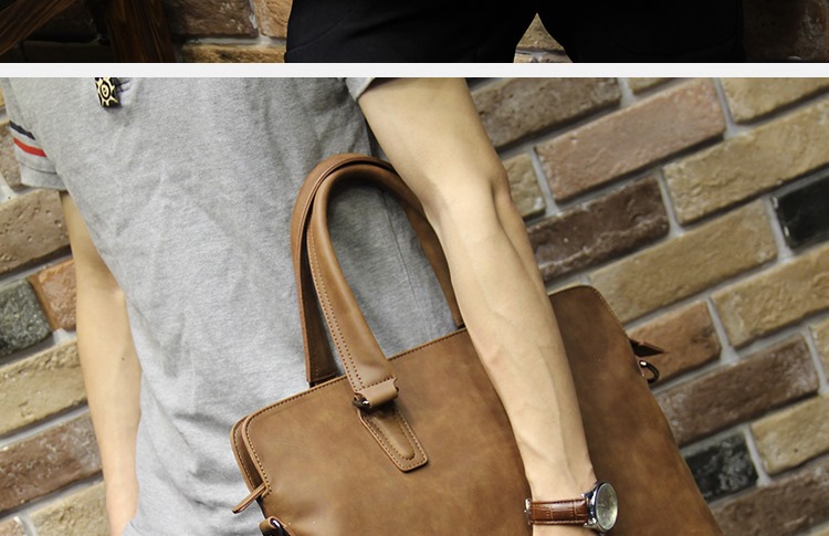 Korean Style Fashion Men's Bag Horse Leather Men's Handbag Shoulder Bag Men's Briefcase Multifunctional Computer Bag Casual