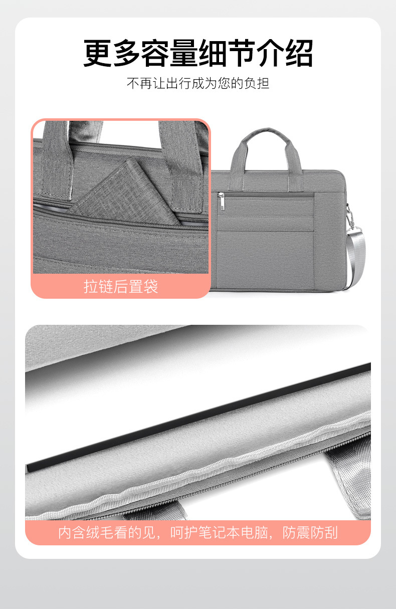 New Business Computer Bag Portable 14/15.6-Inch Briefcase Waterproof Anti-Seismic Large Capacity Notebook Bag Wholesale