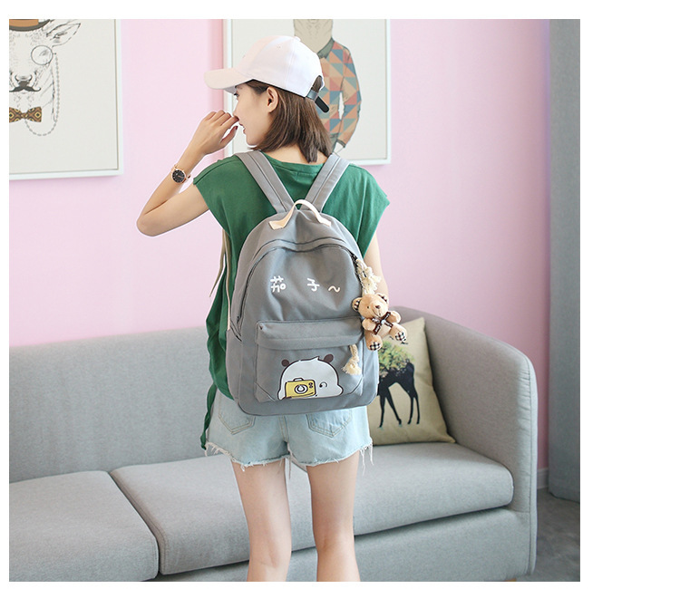 Computer Bag Schoolbag Backpack Backpack Canvas Bag Female School Cat Garden Style Student Travel Casual Cute Six-Piece Set Computer Bag Schoolbag Backpack Backpack Canvas Bag Female School Cat Garden Style Student Travel Casual Cute Six-Piece Set