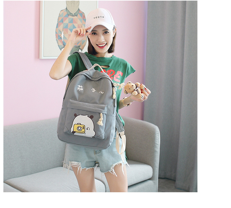 Computer Bag Schoolbag Backpack Backpack Canvas Bag Female School Cat Garden Style Student Travel Casual Cute Six-Piece Set Computer Bag Schoolbag Backpack Backpack Canvas Bag Female School Cat Garden Style Student Travel Casual Cute Six-Piece Set